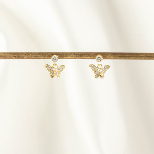 Serenity Butterfly White Zircon Embellished Stud Earrings