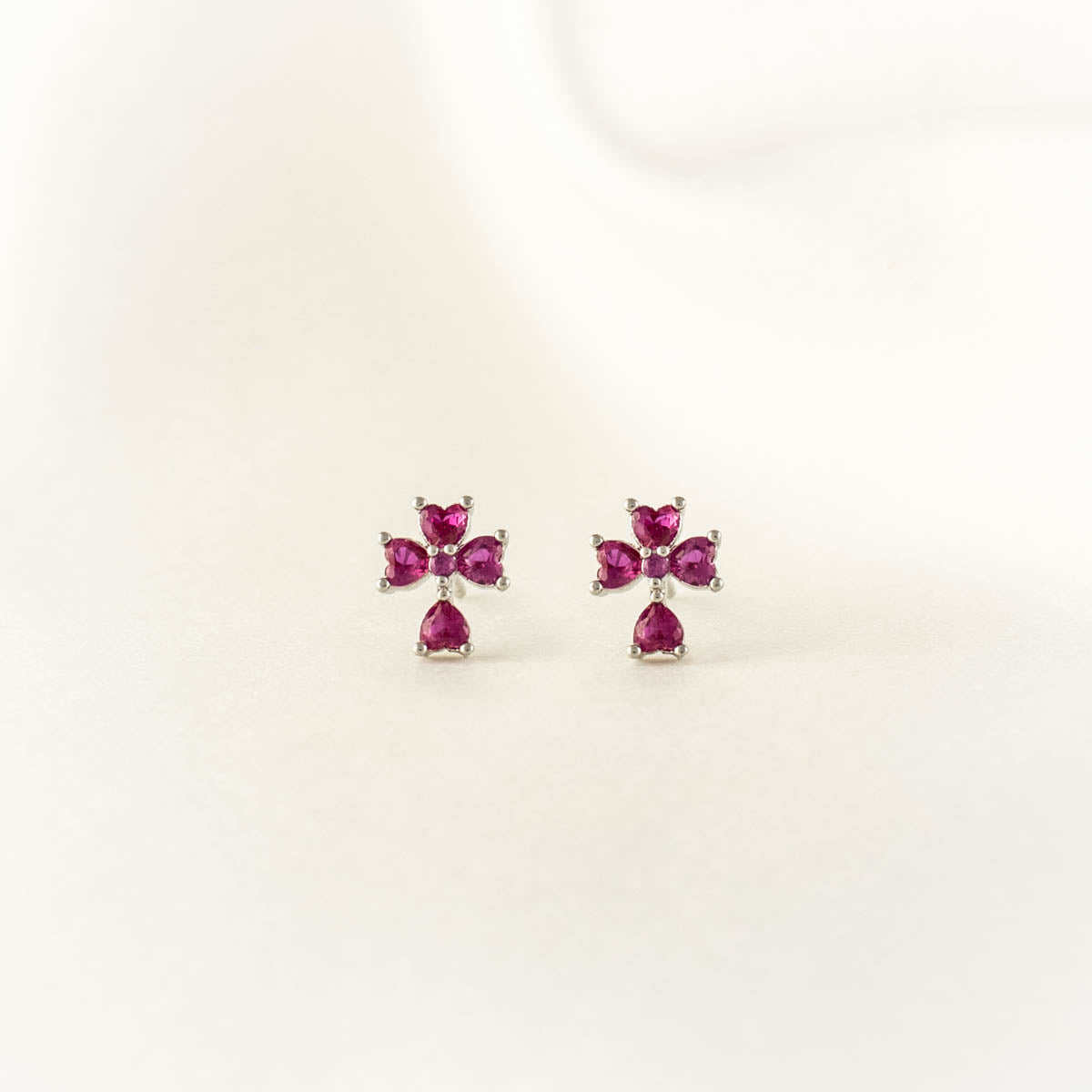 Solange Cross Pink Zircon Studs