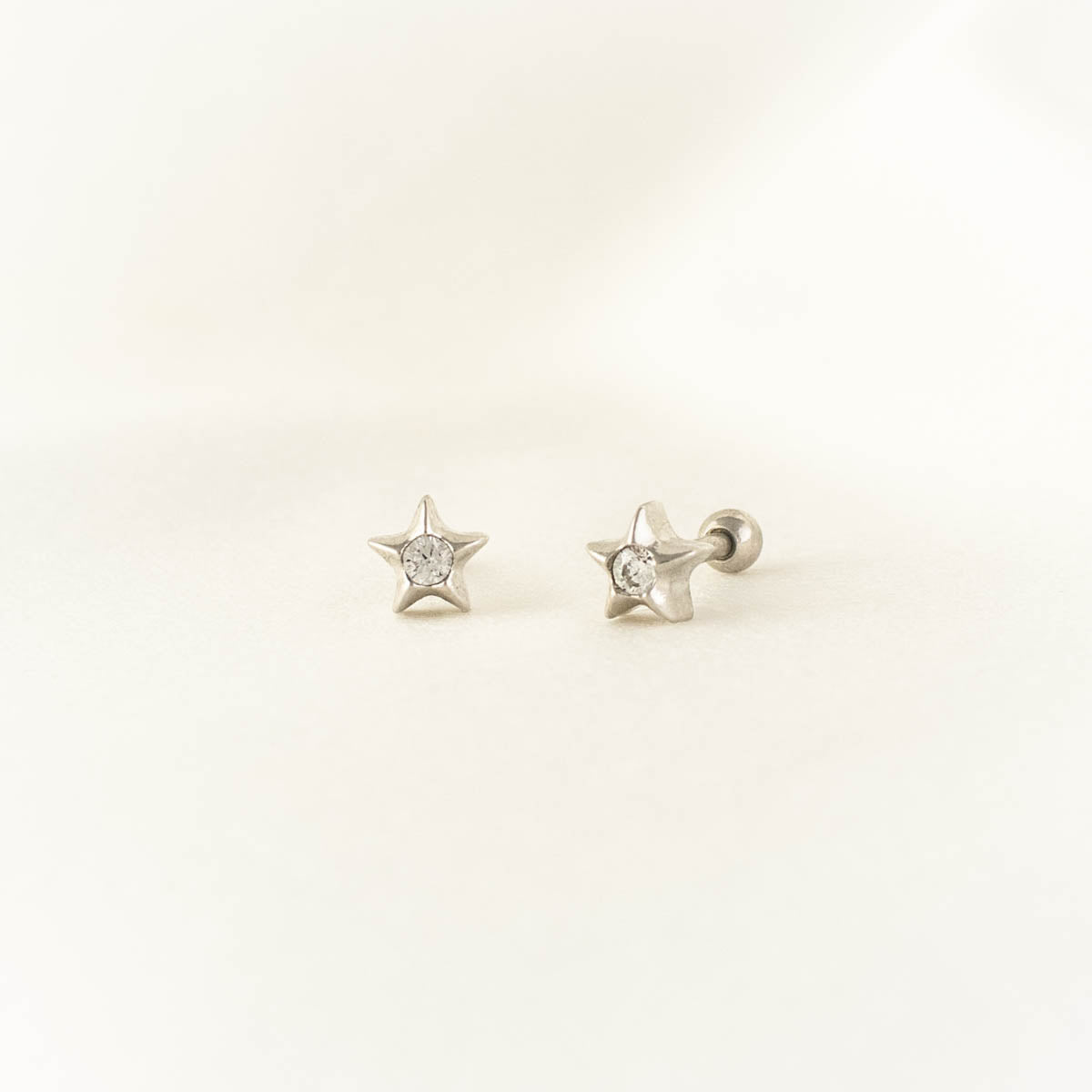 Umi Star White Zircon Stainless Steel Ball Studs
