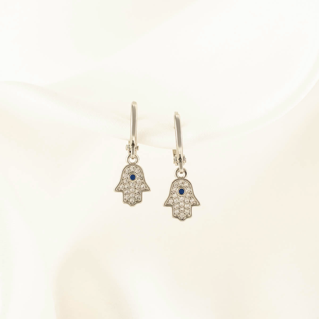Dealla Hamsa Zircon Huggie Earrings