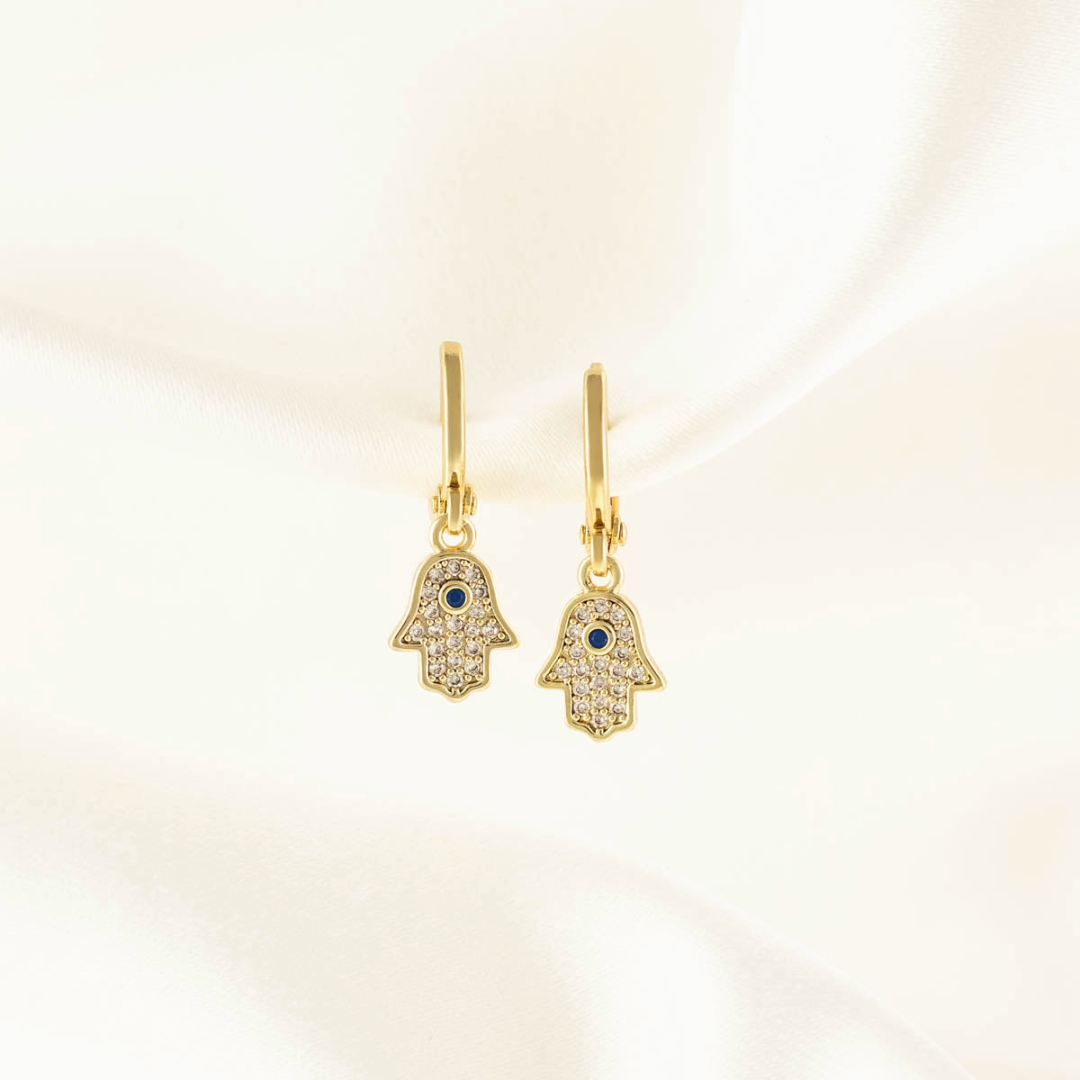 Dealla Hamsa Zircon Huggie Earrings