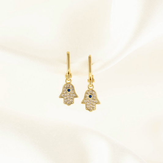 Dealla Hamsa Zircon Huggie Earrings