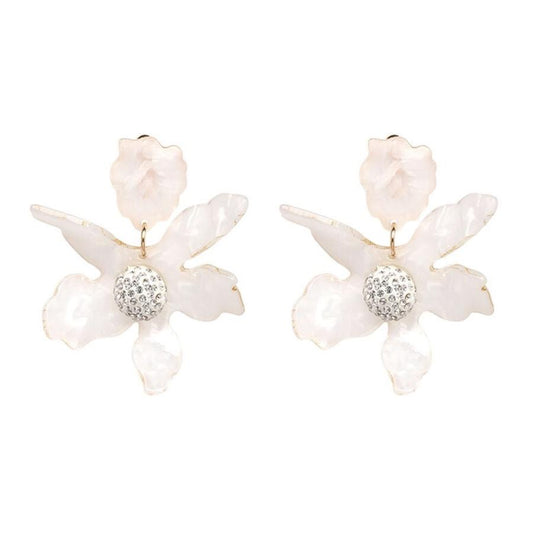 Michelle Resin Flower Earrings (Clip on)
