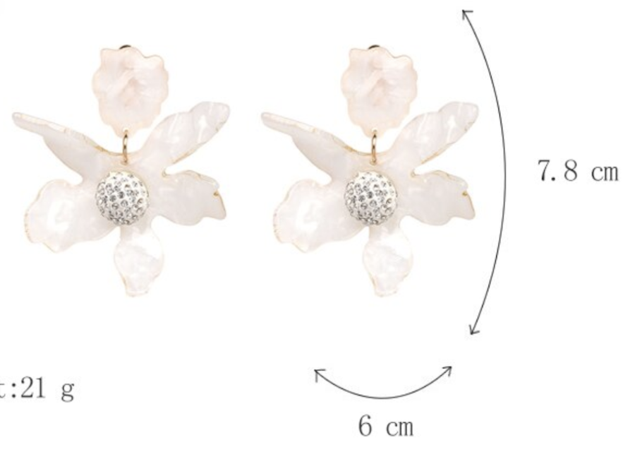 Michelle Resin Flower Earrings (Clip on)