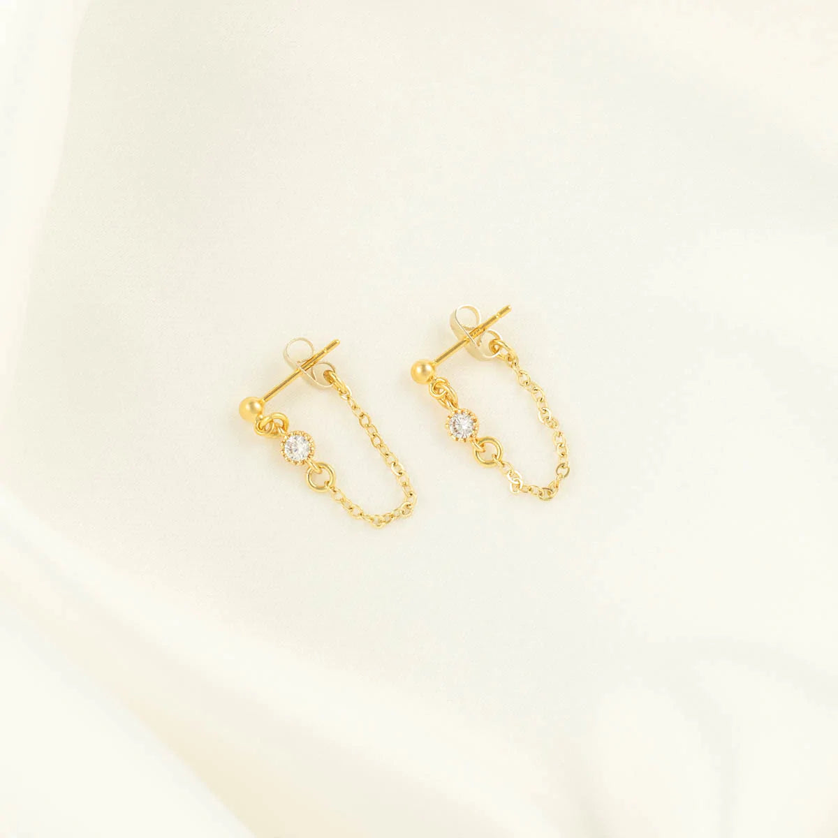 Callista Diamond Stud Chain Earrings