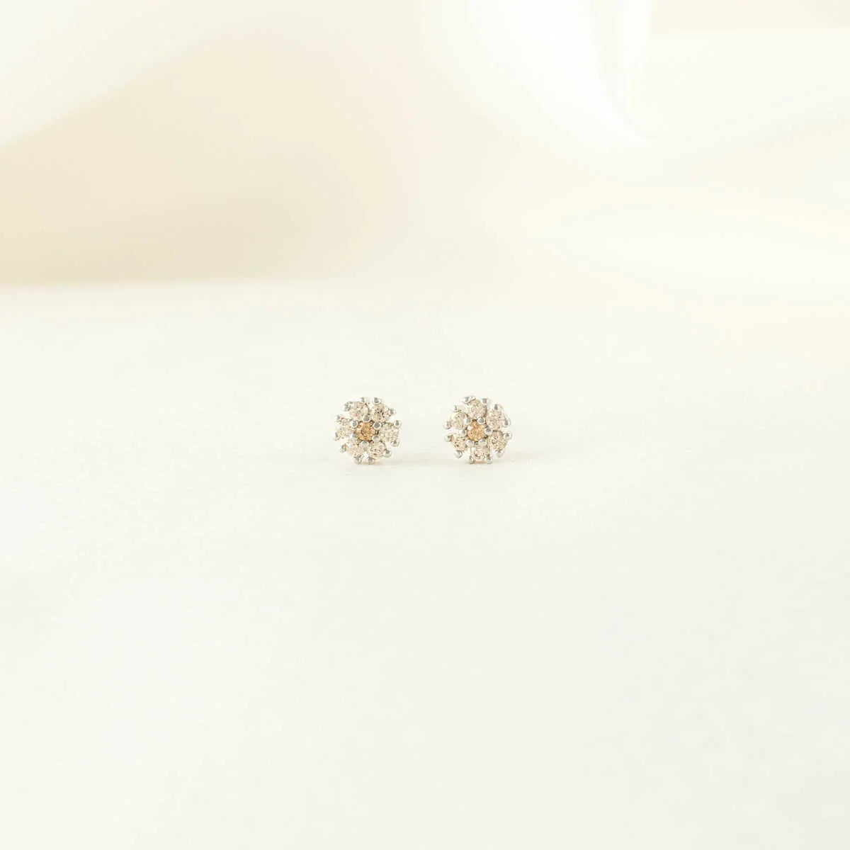 Olive Topaz Zircon Flower Studs