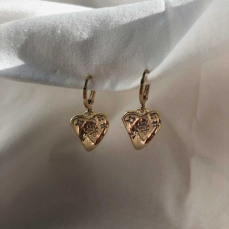 Rose Heart Earrings