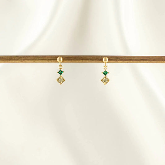 Hazel Yellow & Green Zircon Dangle Stud Earrings