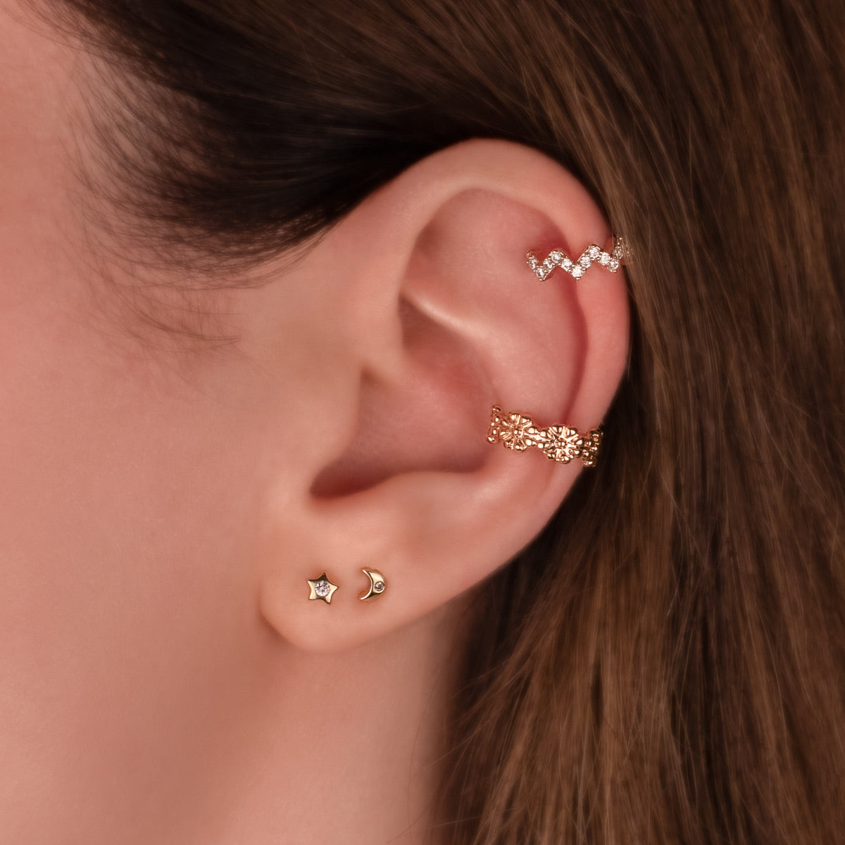 Moon & Star Diamond Studs