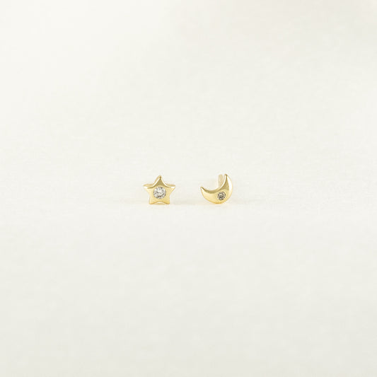 Moon & Star Diamond Studs