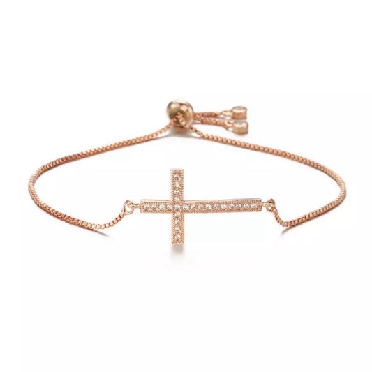 Blessed Cross Bracelet - Rose Gold
