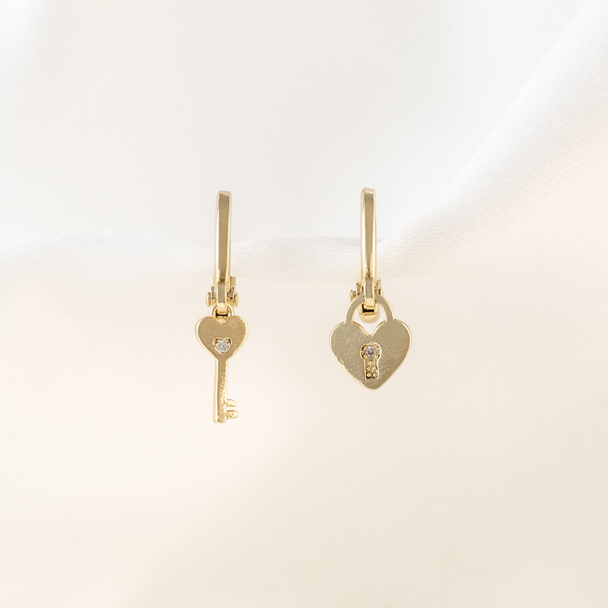 Gisele Heart Lock & Key Earrings