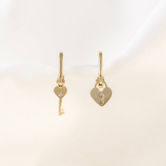 Gisele Heart Lock & Key Earrings
