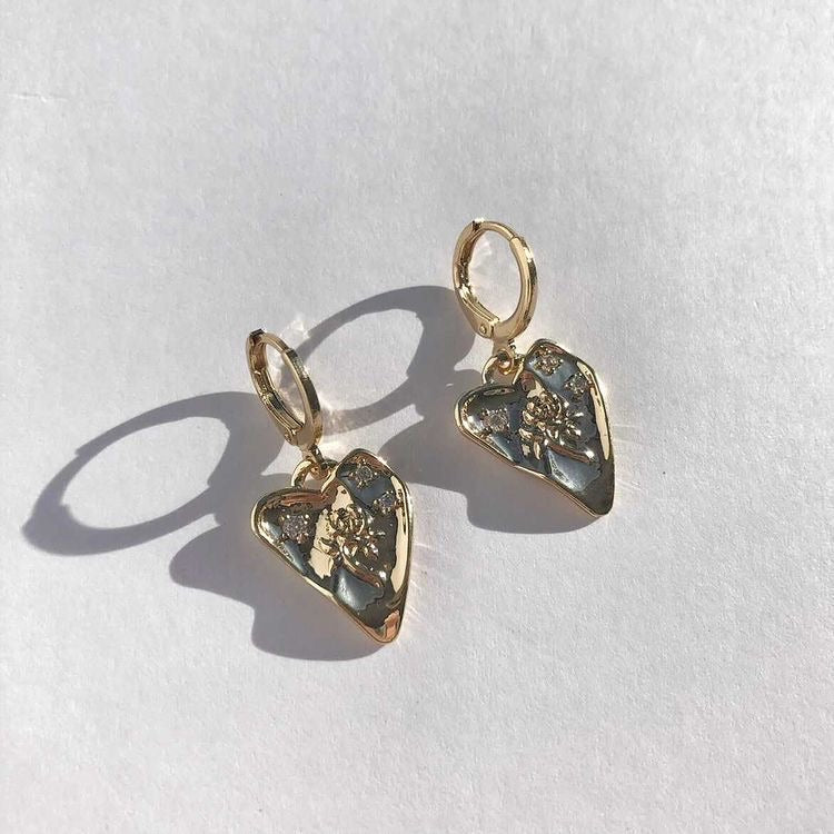 Rose Heart Earrings