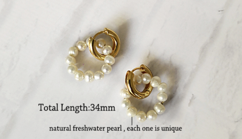 Marquis Gold & Freshwater Pearl Earrings