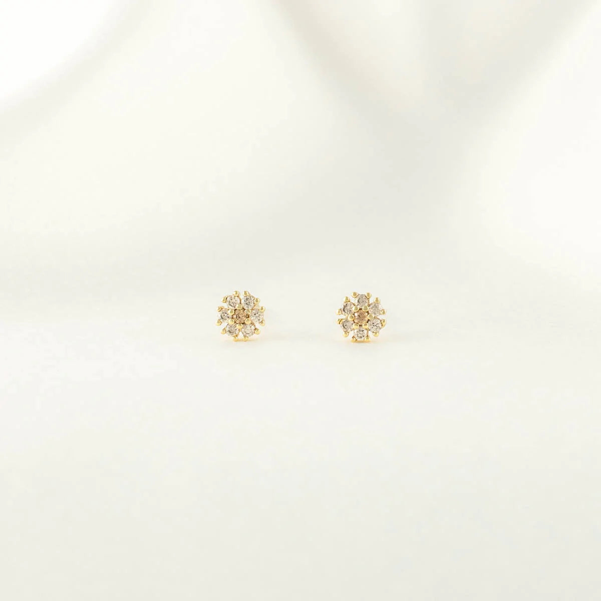 Olive Topaz Zircon Flower Studs