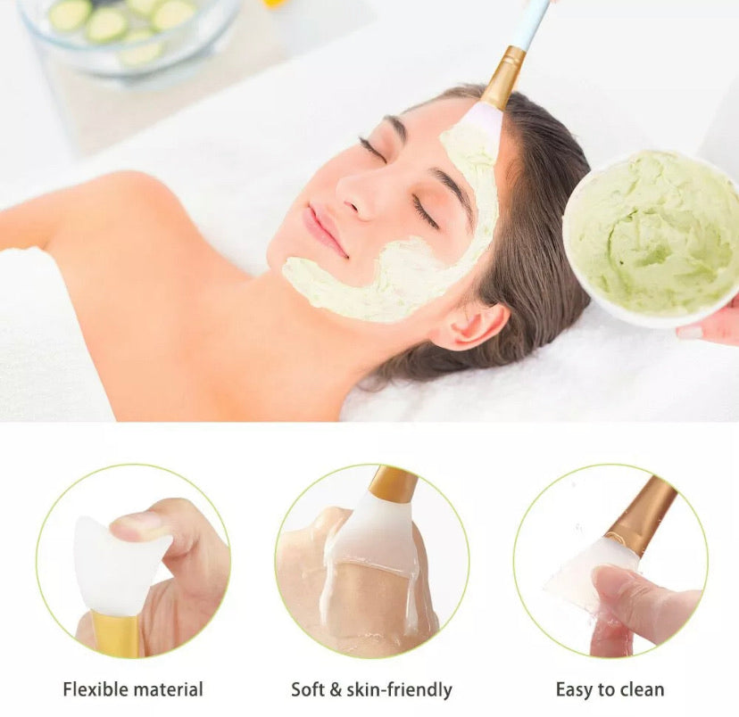 Silicone face mask applicator brush