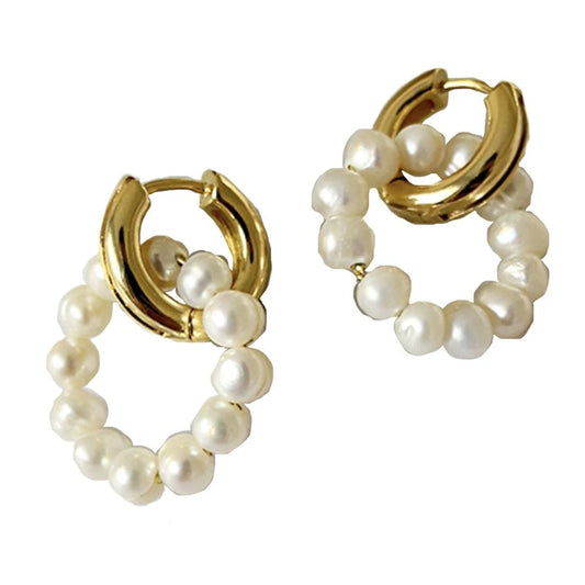 Marquis Gold & Freshwater Pearl Earrings