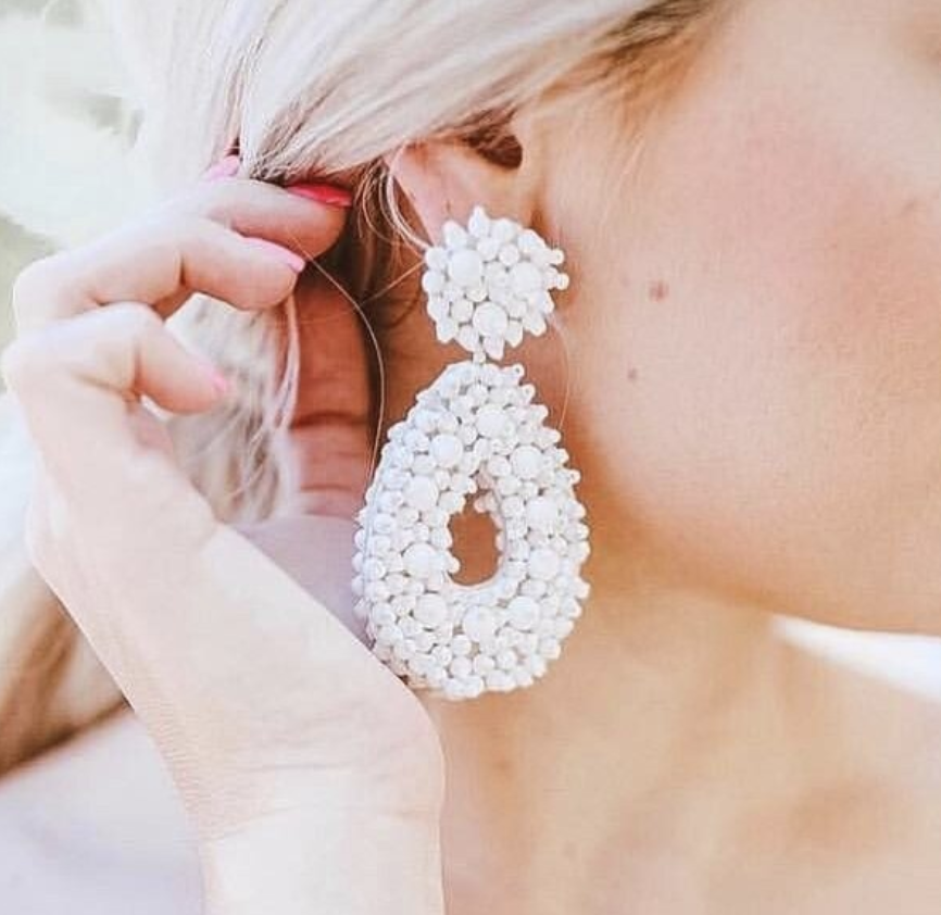 Gianna Beaded Earrings - White