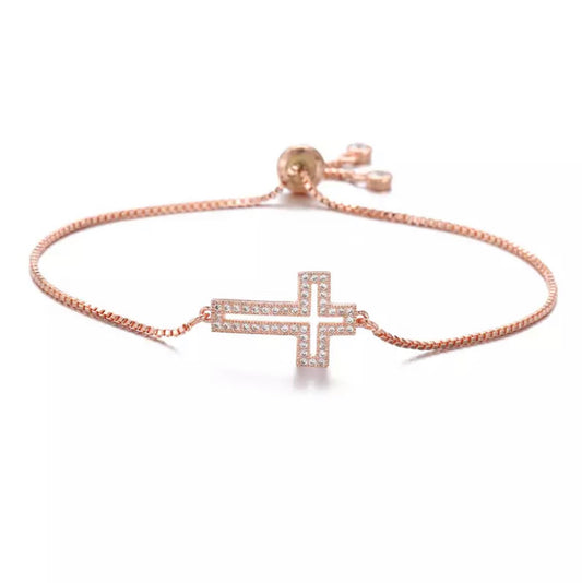 Stella Cross Bracelet - Rose Gold