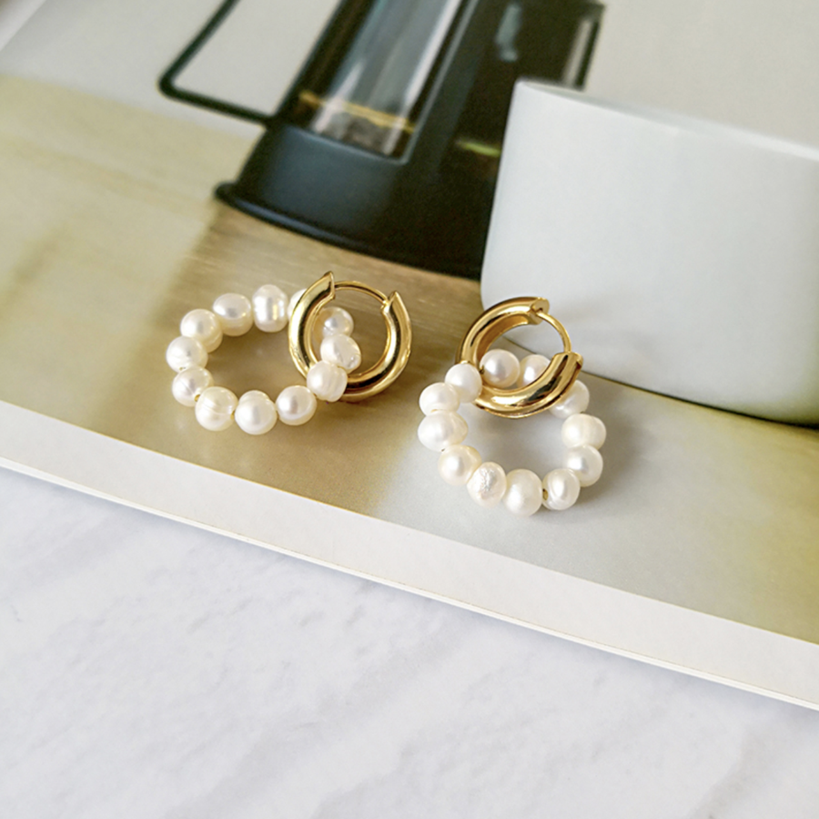 Marquis Gold & Freshwater Pearl Earrings