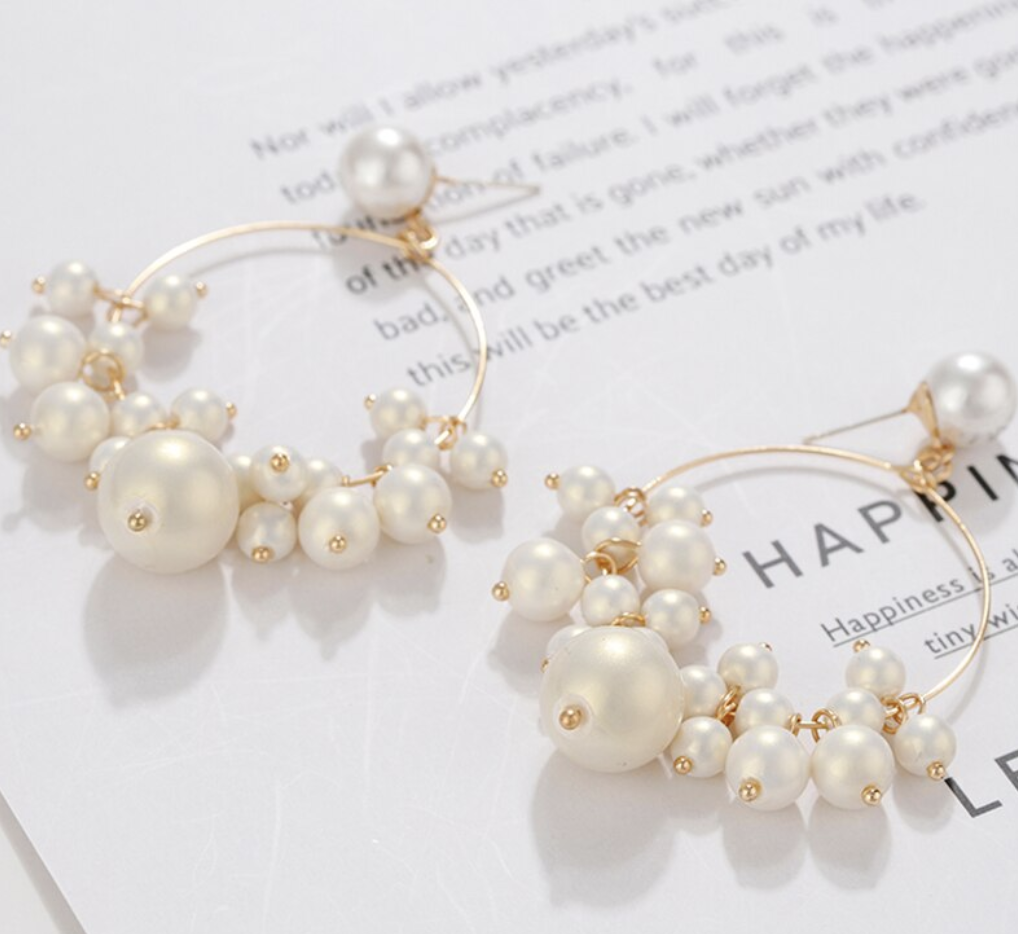 Olivia Pearl and Gold Earrings